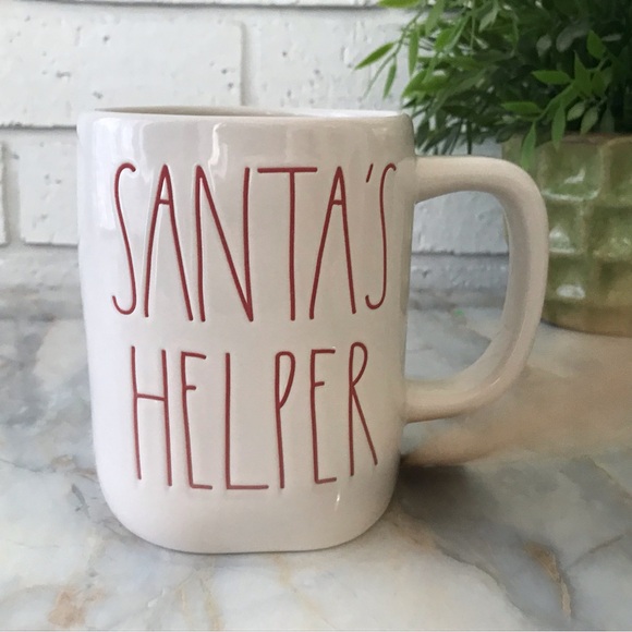Rae Dunn Mug Santa’s Helper White with Red Lettering - Picture 1 of 13